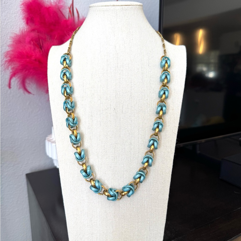 Vintage Eclectic Gold and Blue Chain Necklace